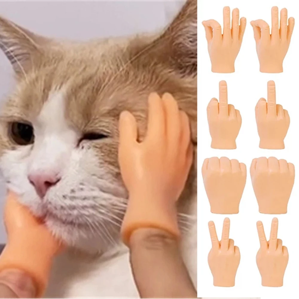 Cat Interactive Funny Gesture Toys Mini Multi-Style Teasing Cat Plastic Finger Human Fake Hand Gloves Pet Toys Supplies