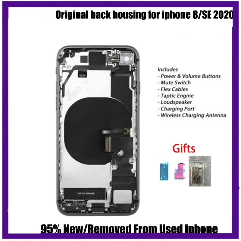 

Original for iPhone 8 back glass housing battery cover middle frame se 2020 backcover replacement with parts Grade A gifts