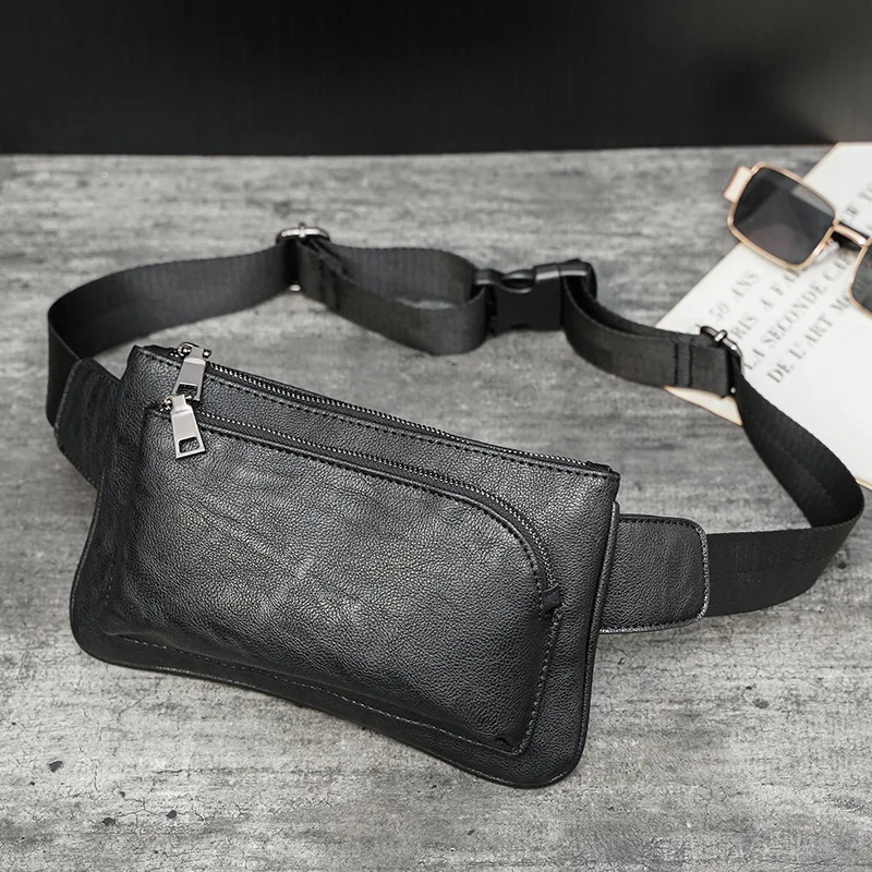 Picture 4: Men's pu leather chest bag, multi-functional mobile phone collection, multi-purpose square cash register work portable waist bag