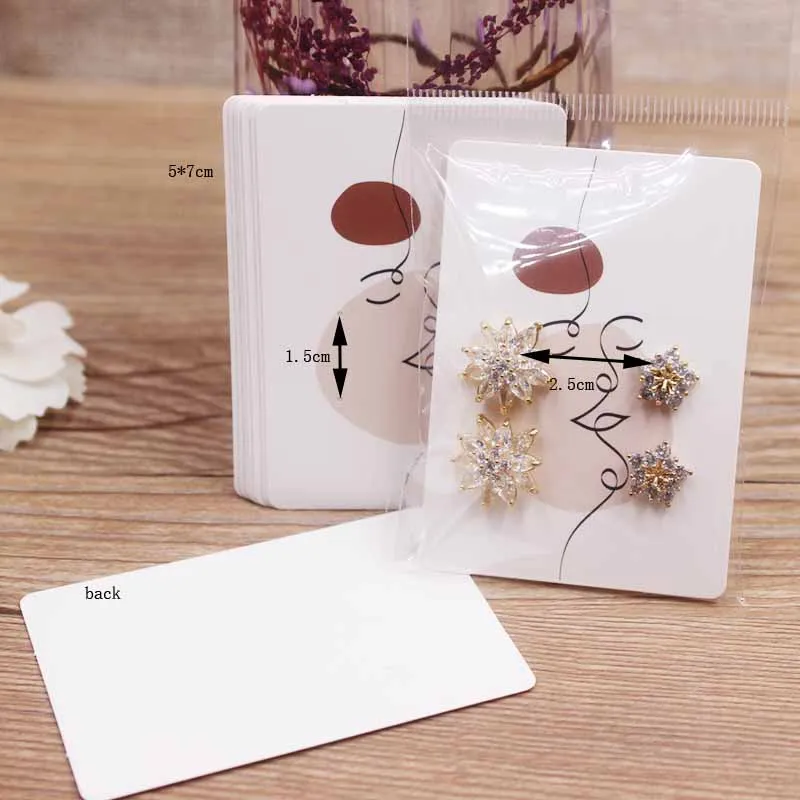 50Pcs/Lot Earring Card Four Holder 5x7cm Hot Girl /Abstract painting paper card Jewelry Accessory Package Cards