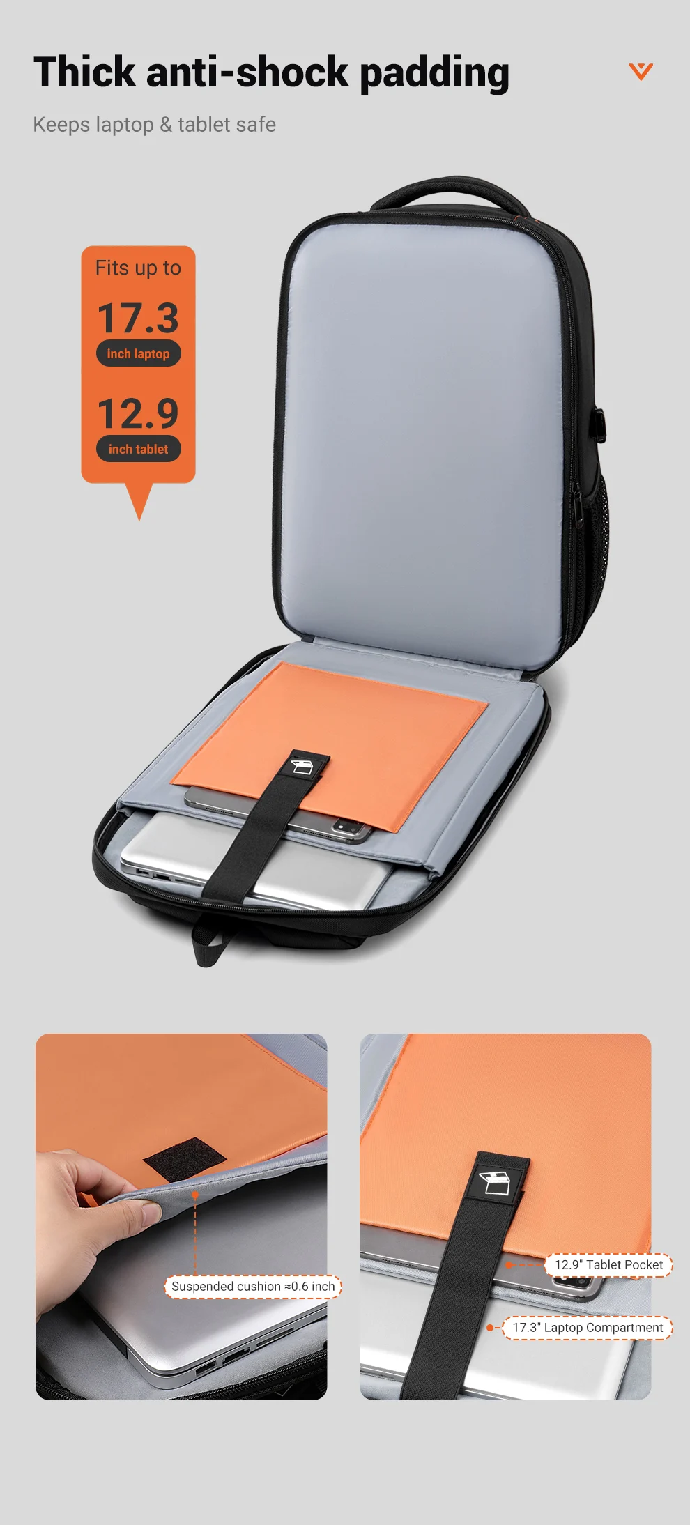 Heroic Knight Multi-function Business Backpack For Men Travel Expandable 17.3" Laptop Bag USB Waterproof Stylish College Daypack
