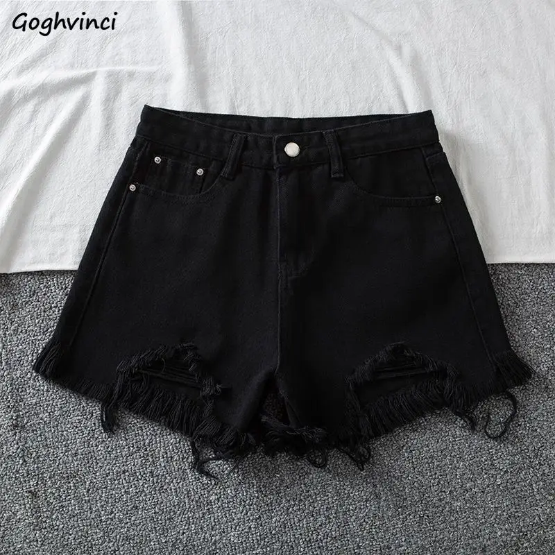 デニムショーツ女性ハイウエスト毛皮裏地タッセル穴イン学生韓国ファッションシックなストリートデイリーカジュアル夏クラシック Y2k