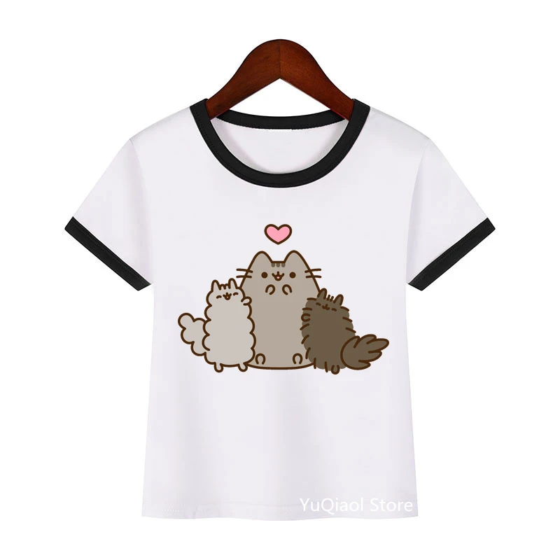 New Cute Cartoon Grey Cat Print Baby Clothes Girls T-Shirt Summer Top Lovely Children Tshirt Boy T Shirt From 3-13 Years