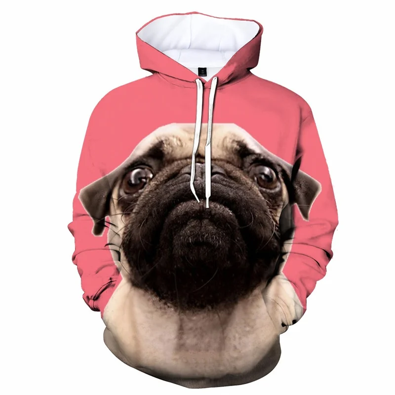 

Funny Ugly Pug Dog 3d Print Hoodies Men's Casual Long Sleeves Sweatshirts Pullover Round Neck Hoodie Autumn Streetwear Coats