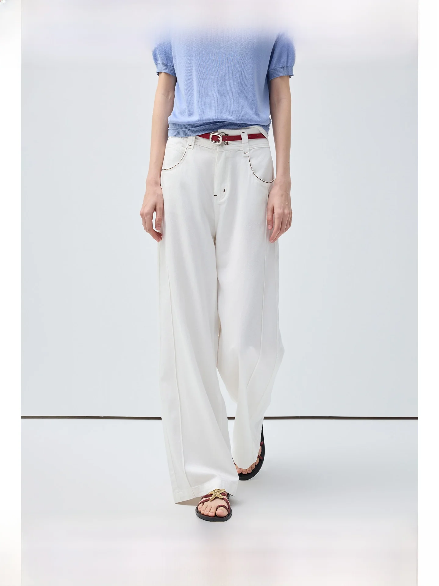 

Джинсы с высокой талией и широкими штанинами для женщин больших размеров, повседневные белые джинсовые брюки, весенняя коллекция, эффект похудения для полных дам