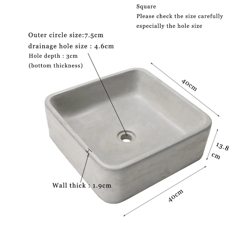 Prostokątna okrągła umywalka cementowa umywalka stołowa umywalka silikonowa forma betonowa rzemiosło kuchnia i forma do kąpieli