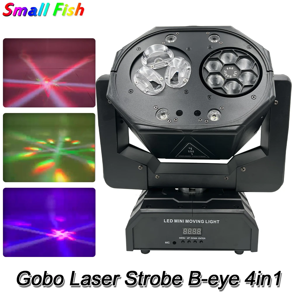 LED 3x10w Gobo 6x10w B-eye RG Laser Strobe 4in1 Functions Beam Stage Light Wedding Party Decoration DMX Music Control Disco DJ