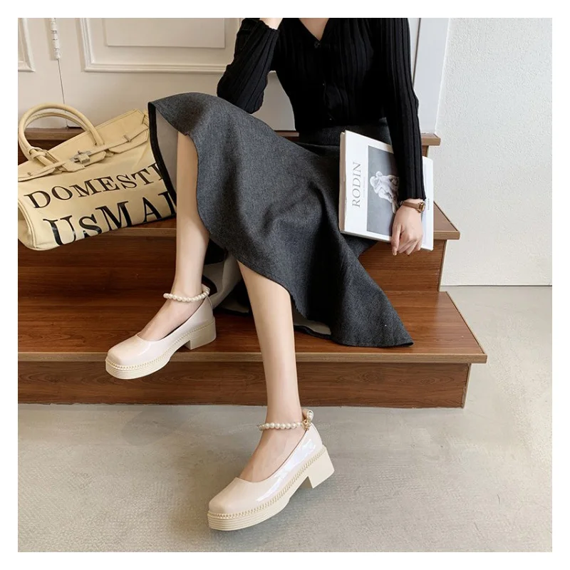 

Black Retro Mary Jane Shoes Thick Heel Pumps Women Shoes High Heels Women JK Shoes 2022 New Mujer Bombas Wedding Shoes Women