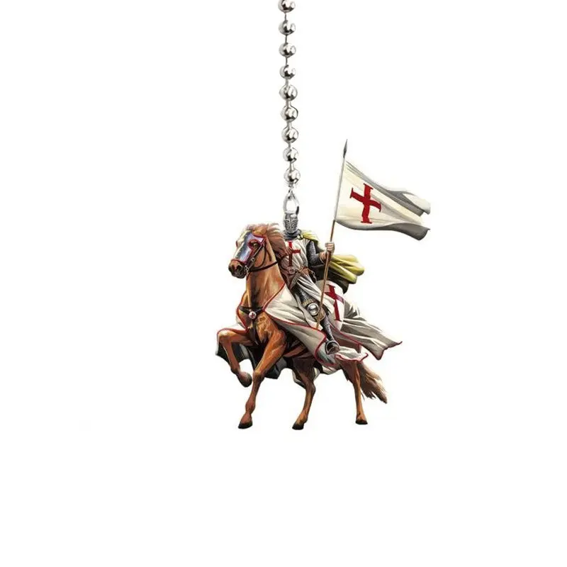 2D شقة المفاتيح فارس الرسوم الأمة فخور العدو الإسلام فارس تمبلار قلادة مفتاح سلسلة الكلاسيكية الرجال النساء حلقات المفاتيح #1