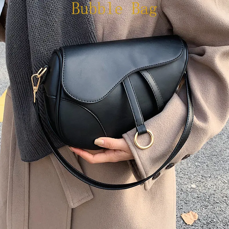 

2024 New Women 's Bag Casual Saddle Bag Pu Solid Color Diagonal Bag Fashion Easy Matching Lady Handbag and Purses Luxury Bag