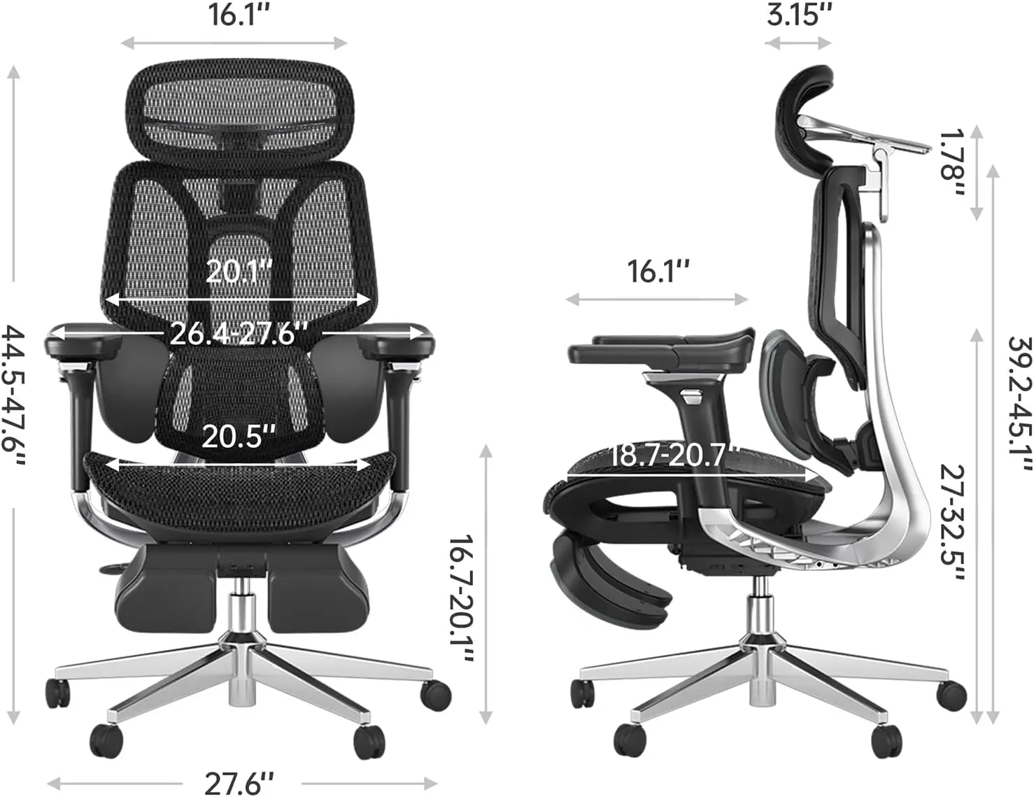 Ergonomic Office Chair, Big and Tall Office Chair - with 3-Zone Dynamic Lumbar Support, 4D Adjustable Headrest