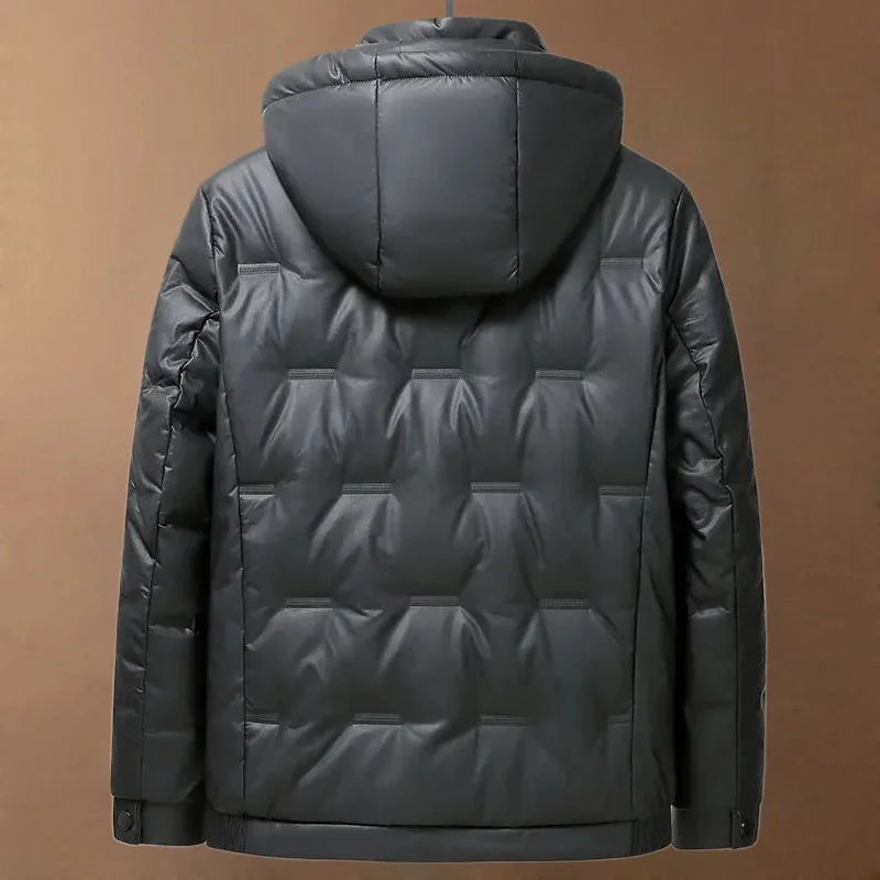 Puffer Jacket Men Luxury High Quality Winter Hooded Down Male Waterproof Sheepskin Leather Duck Coat Man Large Size