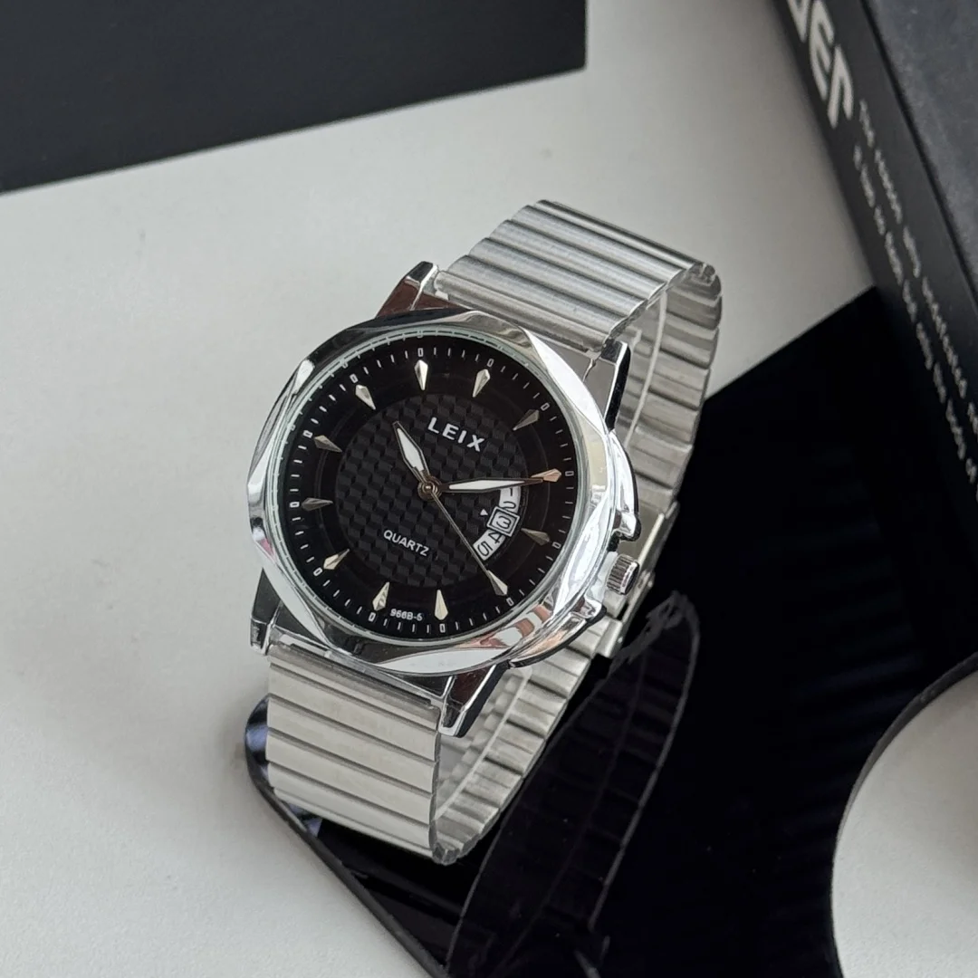 

Серебряные мужские часы с ремешком из нержавеющей стали, деловые наручные часы с ультратонким циферблатом, мужские кварцевые часы с календарем, часы Reojes De Hombre