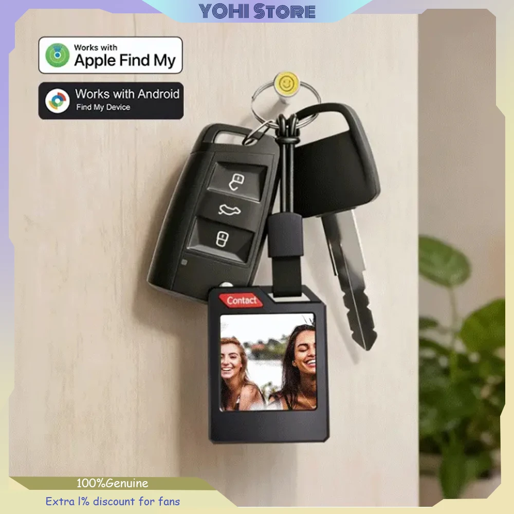 PhotoTag E-Paper Custom Picture Keychain GPS Anti-Lost Tracker IP65 Waterproof Compact and Lightweight Supports IOS and Android