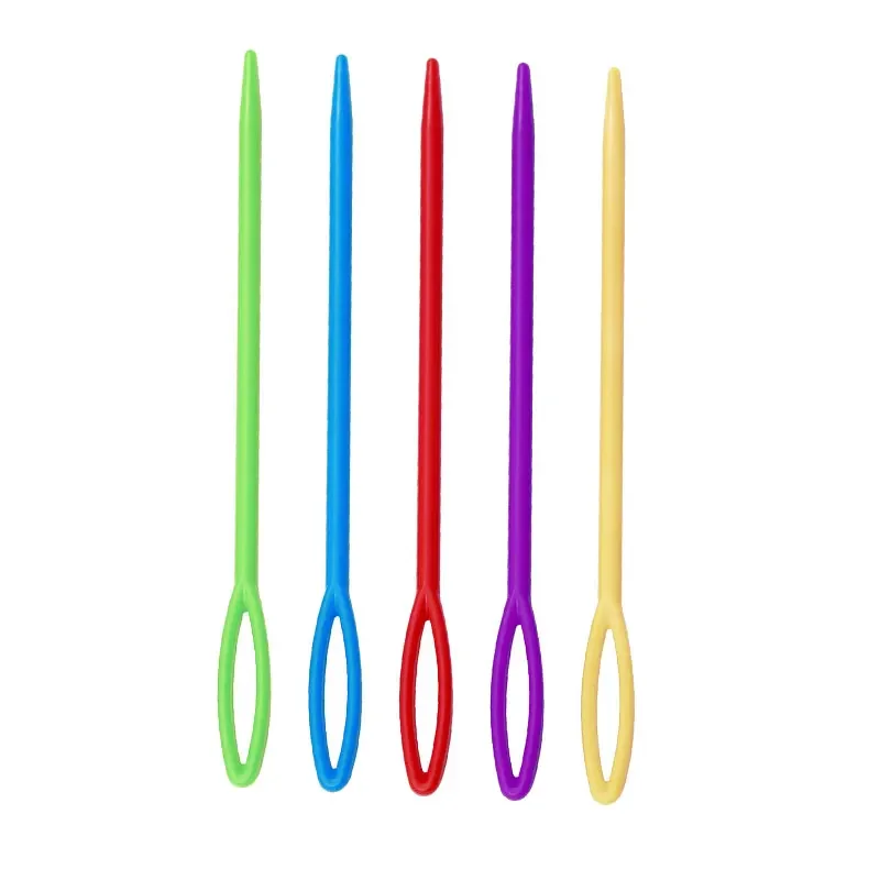 20PCS 7cm 9cm 15cm Colorful Plastic Knitting Needles Crochet Hooks Tapestry Wool Yarn Needles Children DIY Sweater Weaving Tools