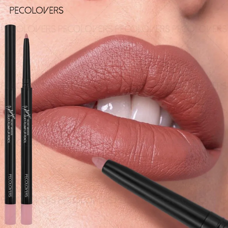 قلم تحديد الشفاه متعدد الألوان، يظهر الخطوط العريضة للشفاه، الشفاه الكاملة والساحرة، غير المسحوب، عاري وبني