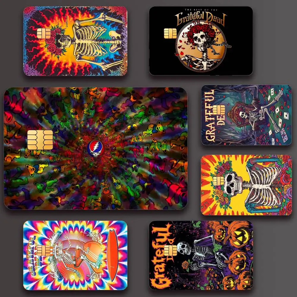 Band G-Grateful Dead Psychedelic Rock Skull Poster Credit Skin Cover Card Stickers 4PCS Film Bus Pass Front Decoration Bank