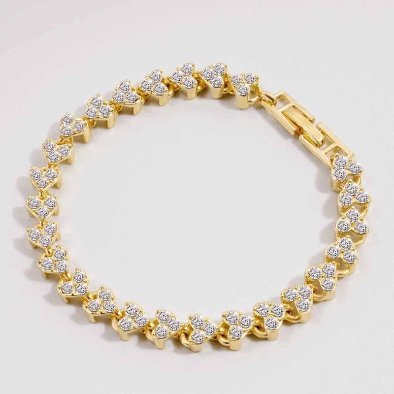 سوار بسيط على شكل قلب للنساء، سوار سلسلة هيب هوب عصري بأربعة ألوان، إكسسوار عصري مناسب للارتداء اليومي