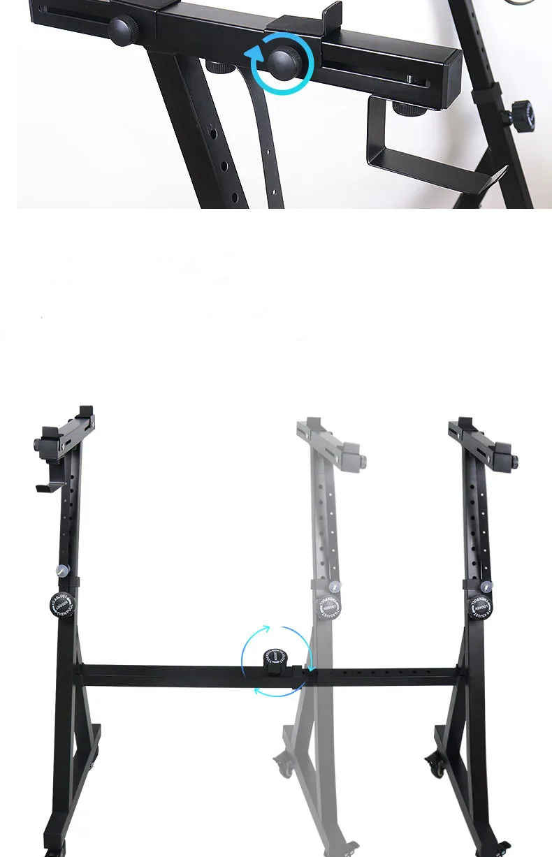 حامل لوحة مفاتيح البيانو، حامل موسيقى محمول قابل للتعديل - تصميم Z قوي معزز يناسب 54 61 88 بيانو كهربائي ومستعمل