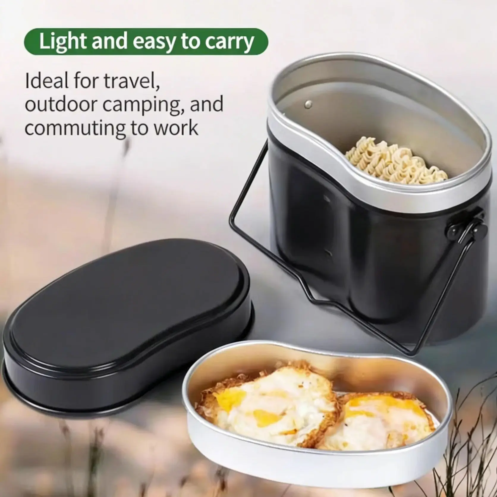 

Алюминиевый походный котелок в немецком стиле для индивидуального обеда на природе, портативный, многофункциональный, с подвесным креплением