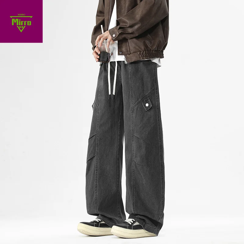 

【Mirrordust】American Retro Loose Casual Long Pants Pure Cotton Straight Wide Leg cargo pants for men
