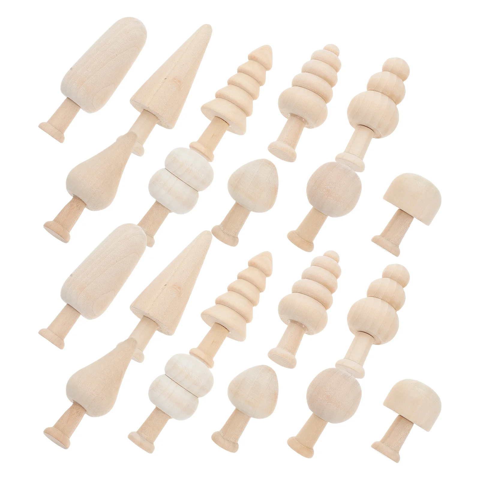 

20 Pcs Tote Painted Wooden Toys Trees for DIY Crafts Unfinished Christmas Kids Supplies Props Mini Khaki Painting Child