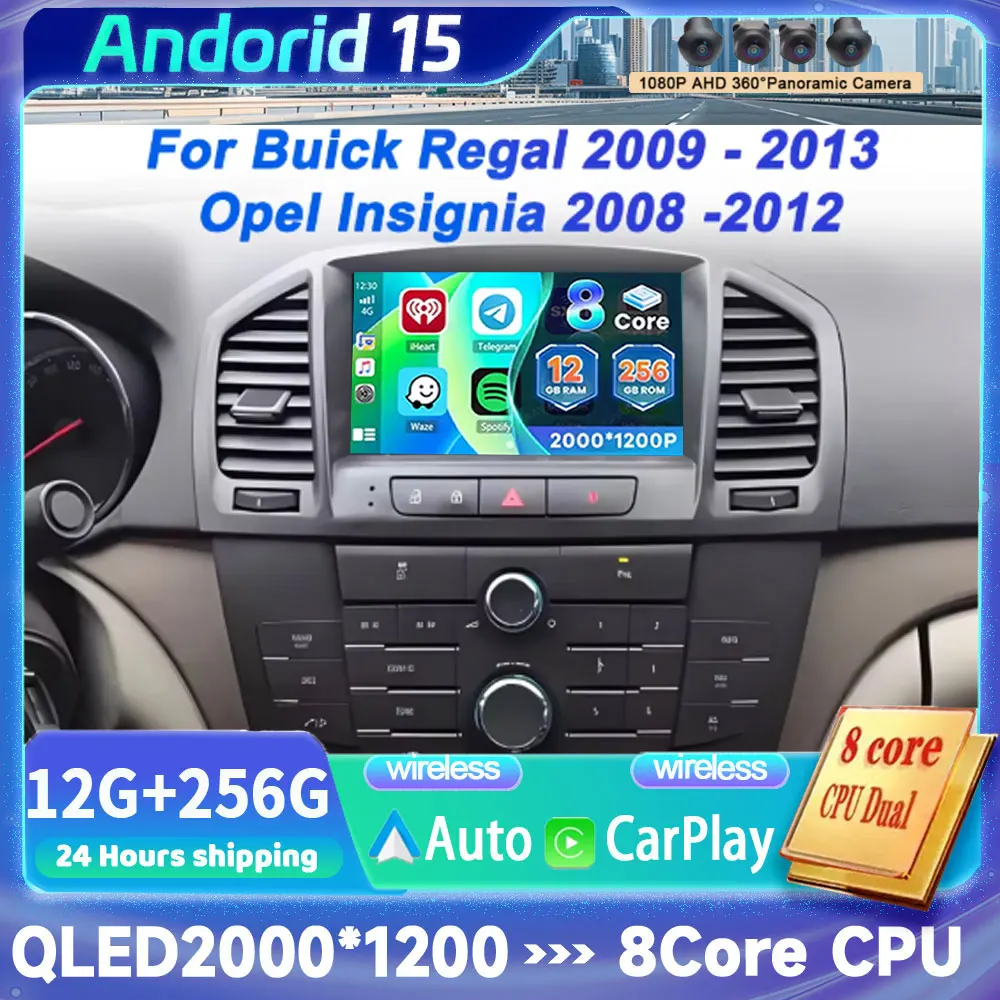 For Buick Regal 2009 - 2013 For Opel Insignia 2008 -2012 Car Radio Multimedia Player Autoradio GPS Carplay Android 15 5G Wifi BT - view 2