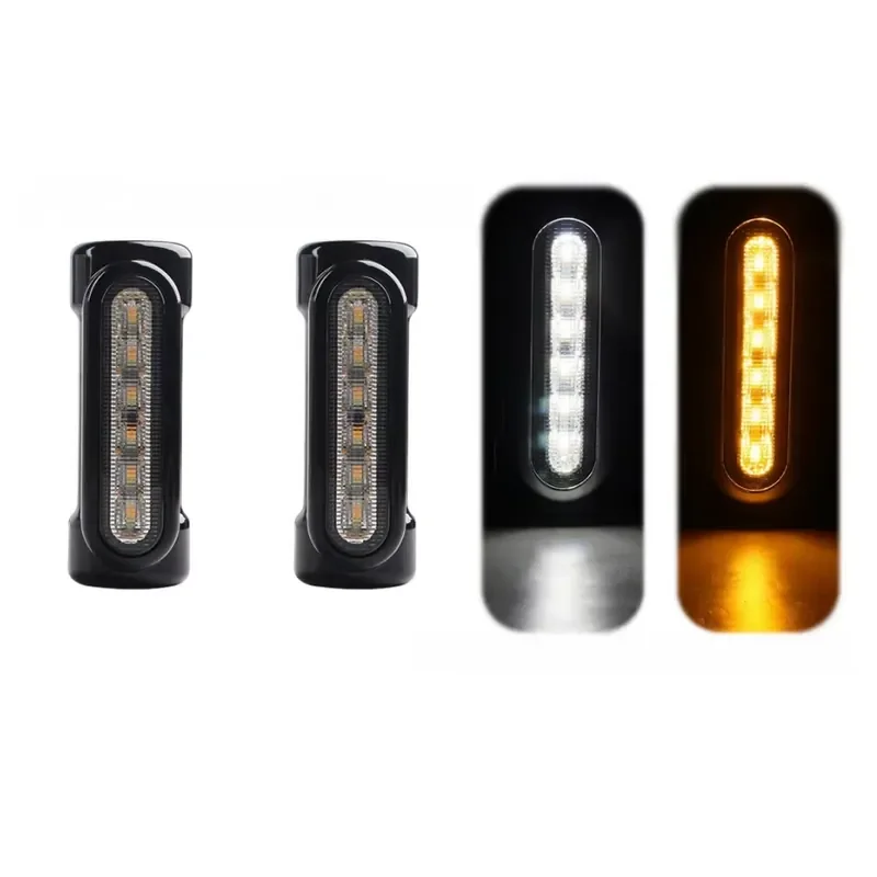 Universal 1.3-inch/1.25-inch Bumper Bar LED Light Bar White Daytime Running Lights Amber Turn Signal Motorcycle Road Lights