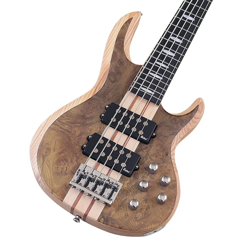 شجرة العقدة أعلى نشط 5 سلسلة الغيتار الكهربائي باس 43 بوصة باس الغيتار الصلبة أشوود الجسم مع كندا القيقب الرقبة