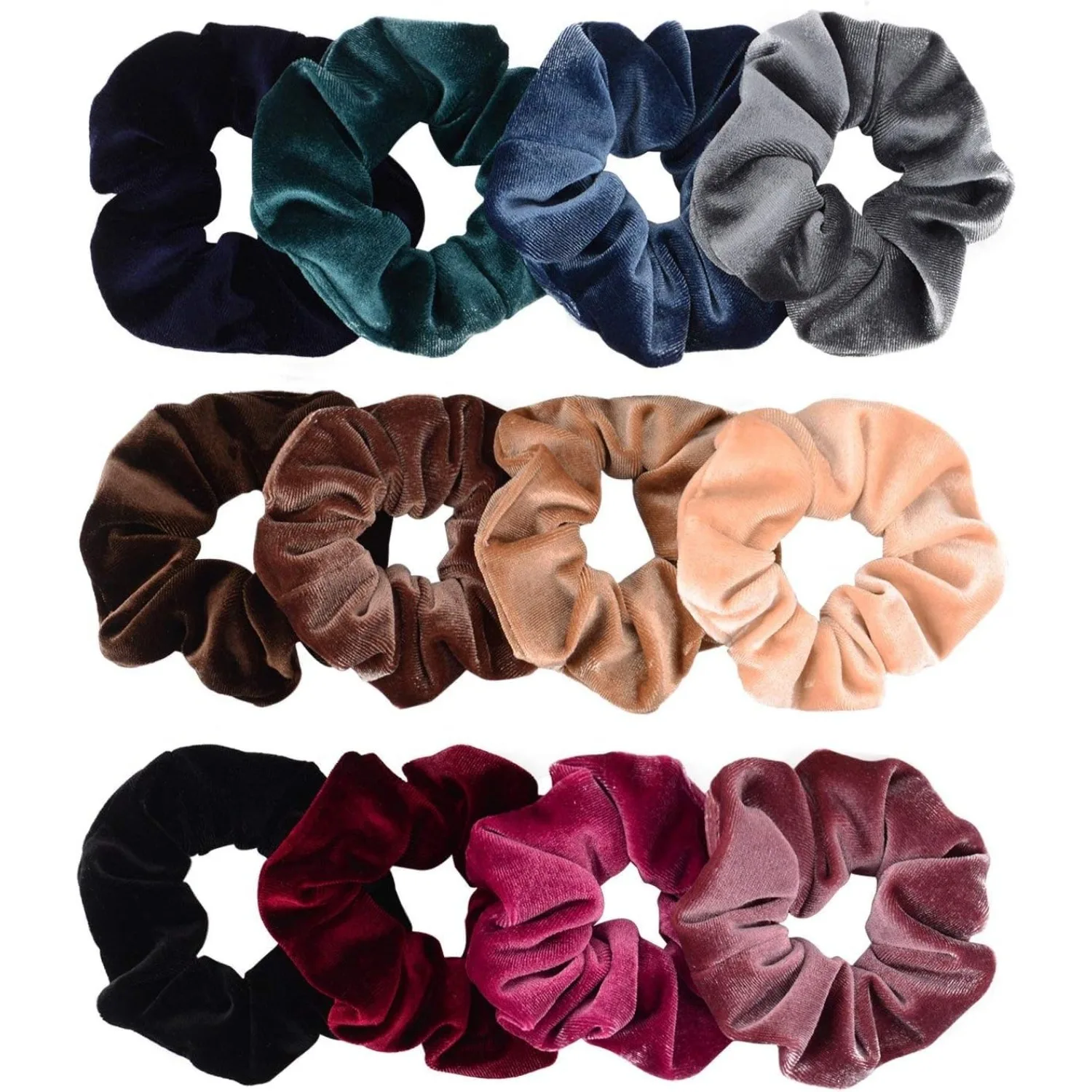 Whaline 12 Pack Hair Scrunchies Premium Velvet Scrunchy Elastic Hair Bands for Girls, Women Hair Accessories (12 Colors)