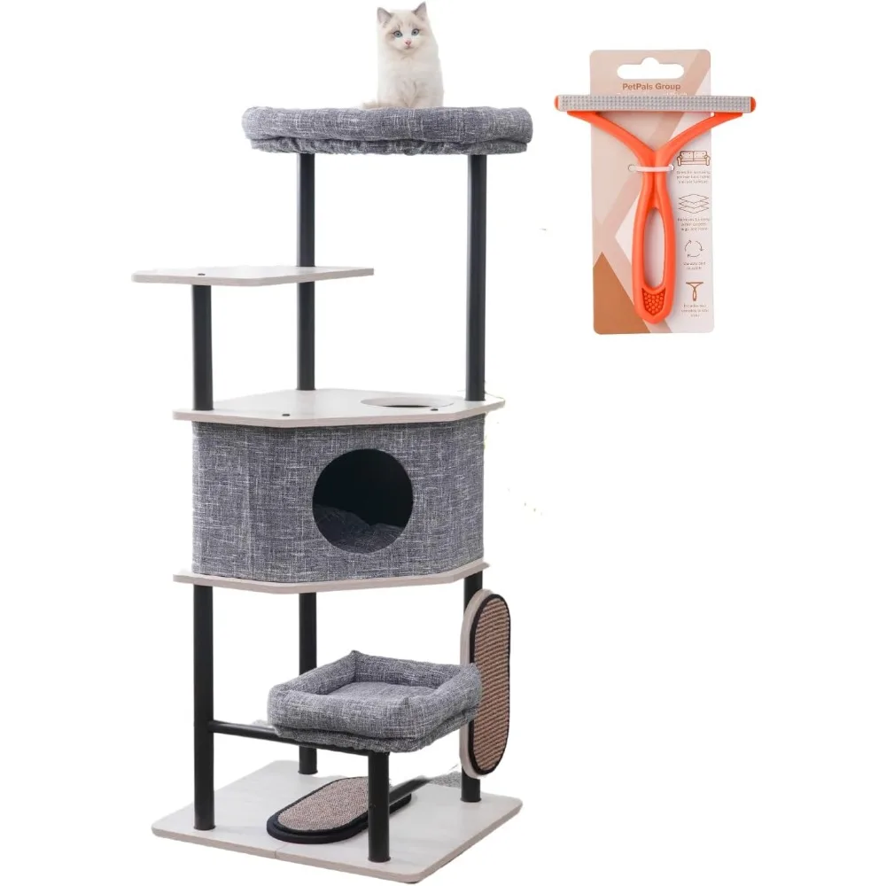 

Industrial chic design and fashionable modern cat tree, modern and urban style cat tower, large multi surface brushed pet hair