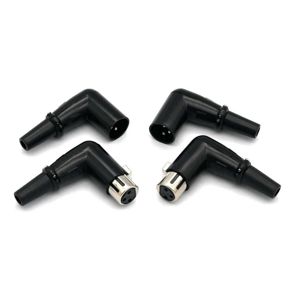 90 Degree Angle 3Pin XLR Male and Female Microphone Audio Cable Connector Metal Cannon Cable Plug Terminals 3Core XLR Mixer Plug