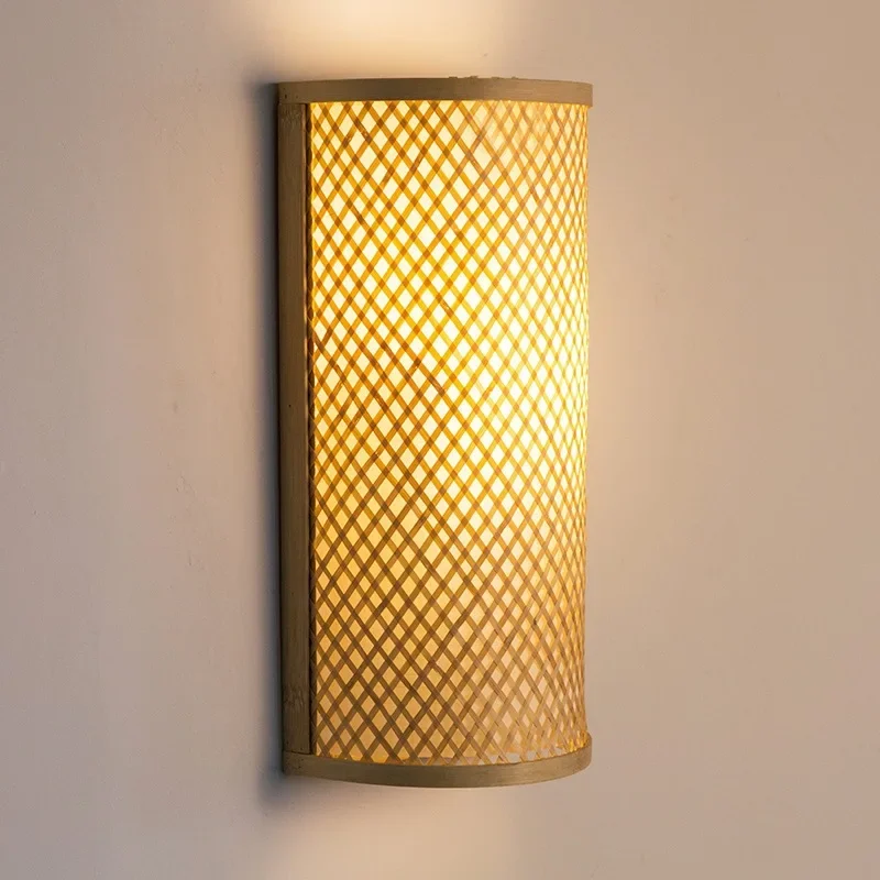 

Creative Bamboo Woven Wall Lamp Bedside Wall Lamp Handmade Lamp Living Room Bedroom Aisle Wall Decoration Lighting