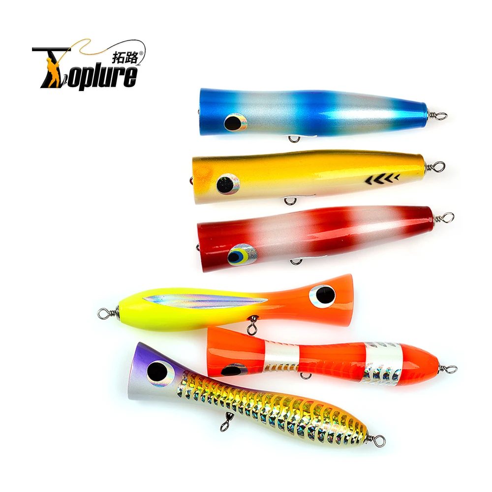 TOLU 120g180g 20cm22cm Trolling Lure Saltwater Fishing Bait Big Game Handmade Wooden Topwater GT Bait  Woodend Popper Lure