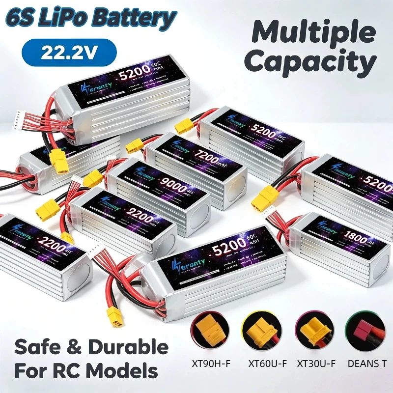 6S 22,2V Multi-Kapazitäts-LiPo-Akku mit T XT60 XT90 Anschluss für Stabile Stromversorgung bei RC-Helikoptern und Rennwagenmodellen