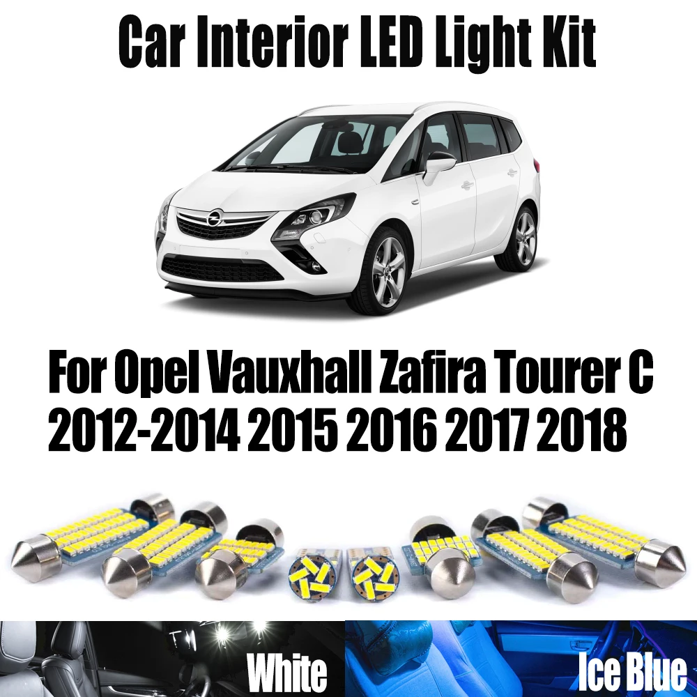 15 pçs canbus led interior mapa cúpula tronco vaidade espelho kit de luz para opel vauxhall zafira tourer c 2012- 2016 2017 2018 lâmpada do carro