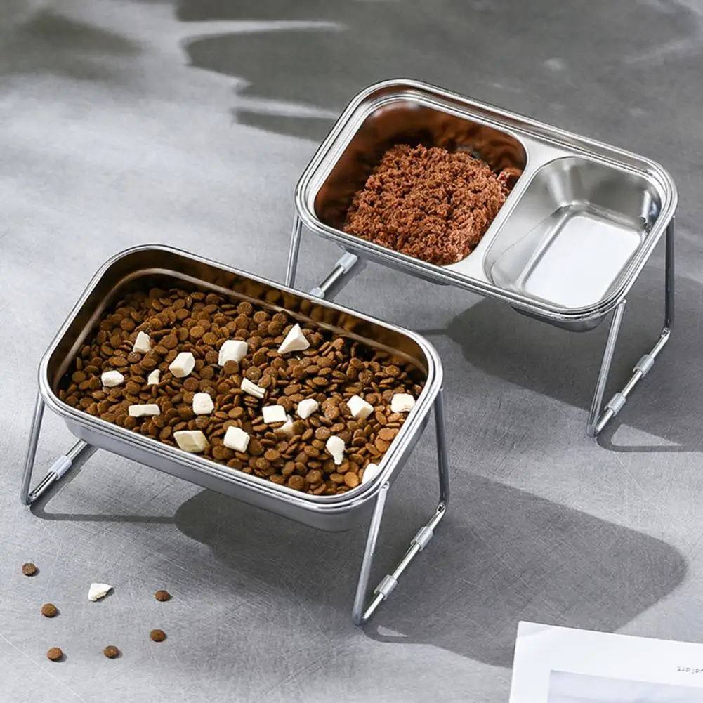 مجموعة وعاء مياه طعام الحيوانات الأليفة من الفولاذ المقاوم للصدأ أوعية الحيوانات الأليفة المرتفعة مع حامل مانع للانزلاق للكلاب والقطط وأطباق الطعام المائية #5
