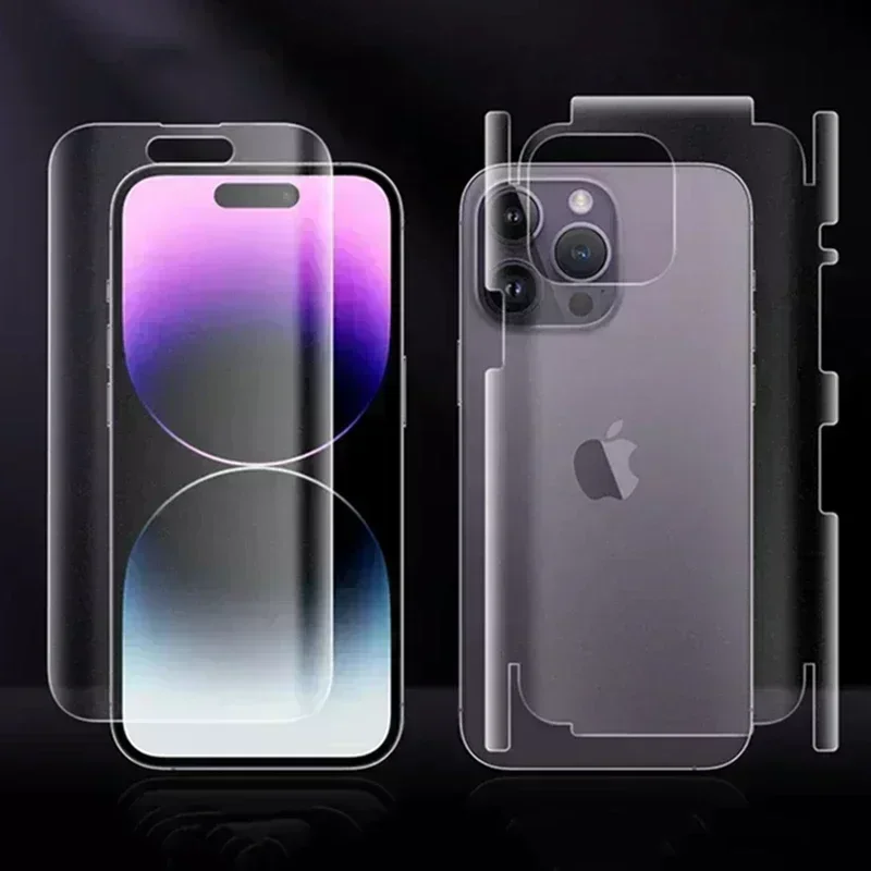 360 Front Back Hydrogel Film For iPhone 15 Pro 13 12 14 Pro Max 12 13 Mini 15 Pro Max Soft Clear Matte Screen Protector No Glass