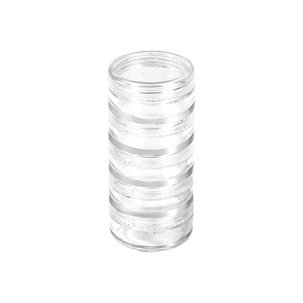 1pc 5 Layer Round Clear Stackable Jars Storage Box Portable Cosmetic Storage Box Craft Accessory Organizer for Jewelry Beads