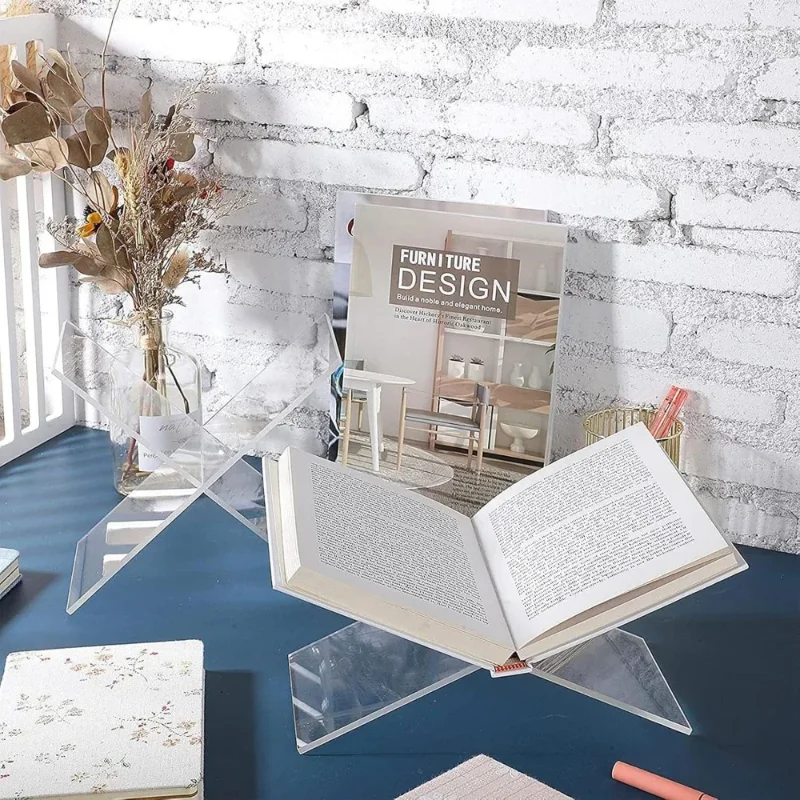 2Pcs/Set Clear Acrylic Book Stand Sturdy Open Display for Cookbooks And Magazines Book Holder for Reading Display - view 3