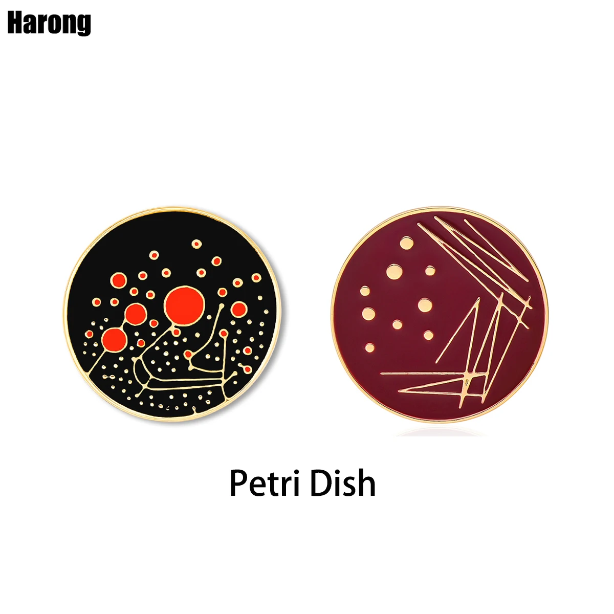 Harong Biology Science Petri Dish Brooch Pins Round Enamel Lapel Backpack Bacteria Medical Badge Jewelry Gift for Biologists