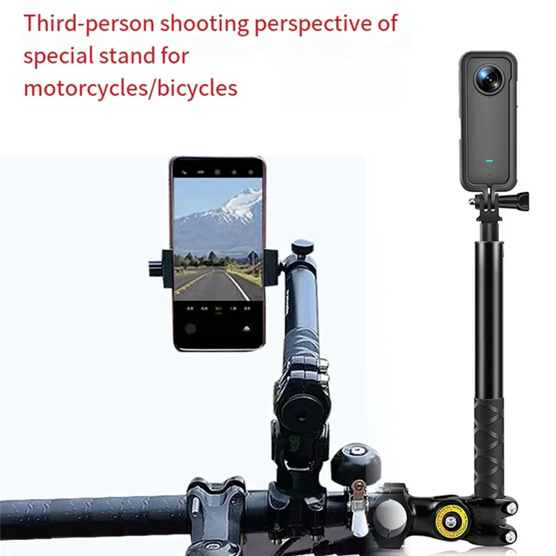 N88R Adjustable Motorcycle Handlebar Mount For Gopro, For DJI, For Insta360 Cameras Invisible Selfie Stick Monopod