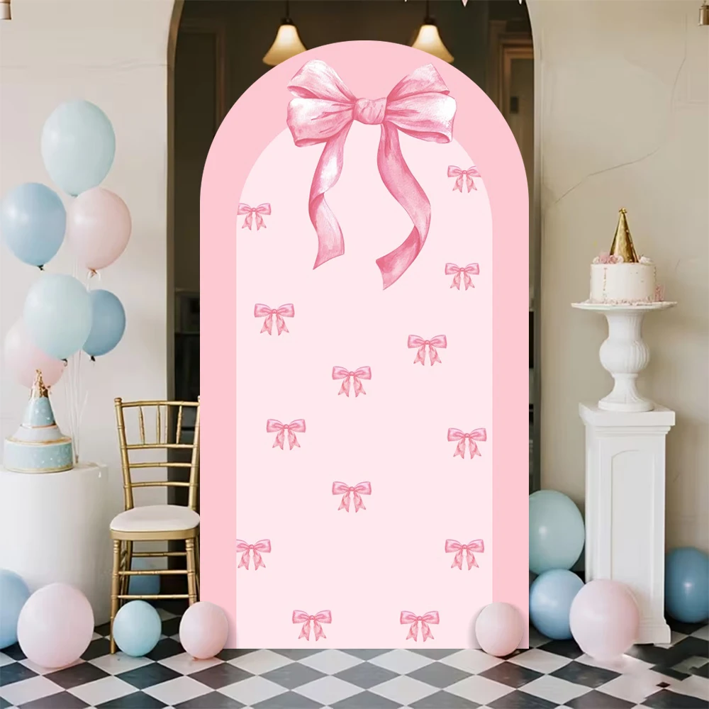 

Butterfly Flower Single Side Arch Backdrop Cherry Bear Newborn Baby Shower Wedding Birthday Pink Photography Background Props