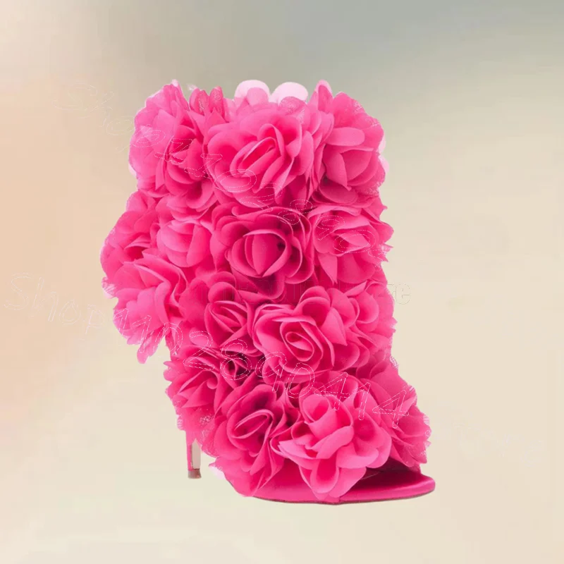 รองเท้าส้นสูงแบบเปิดนิ้วเท้า ดีไซน์ประดับลายสีสันสดใส สวมใส่ง่าย เหมาะสำหรับงานปาร์ตี้ งานเลี้ยง ออกเดท ปี 2025 รองเท้าผู้หญิง