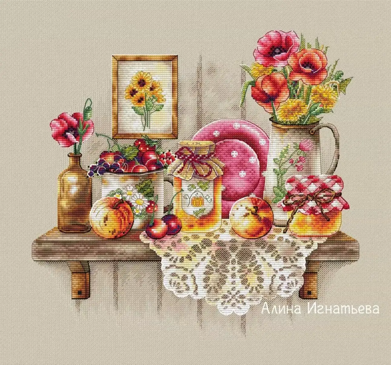 

Beautiful Storage Shelves 40-38 cross stitch Kit 14CT Embroidery Full Embroidery Cotton Cross Stitch Set Thread 14CT