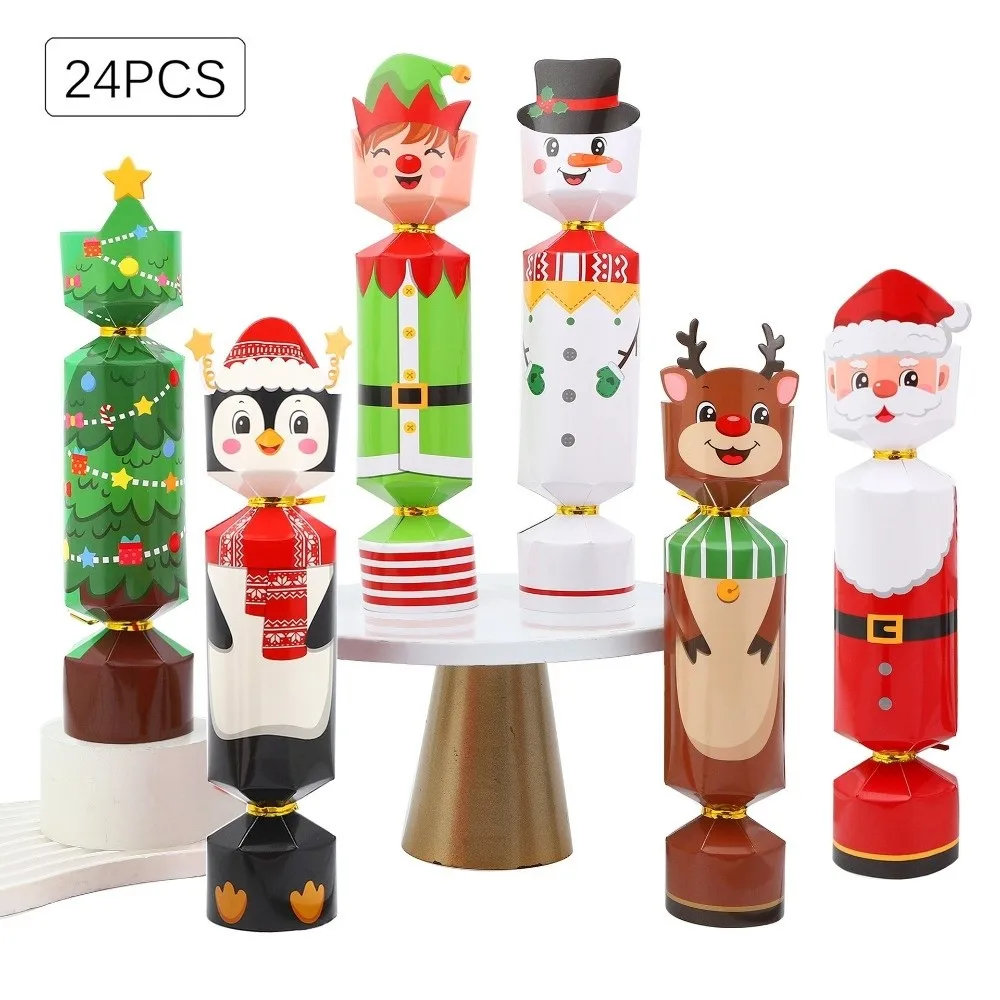 24 Uds. Cracker navideño de dibujos animados Cascanueces soldado caja de dulces de Navidad decoración de Navidad suministros para fiestas cajas de embalaje de regalo