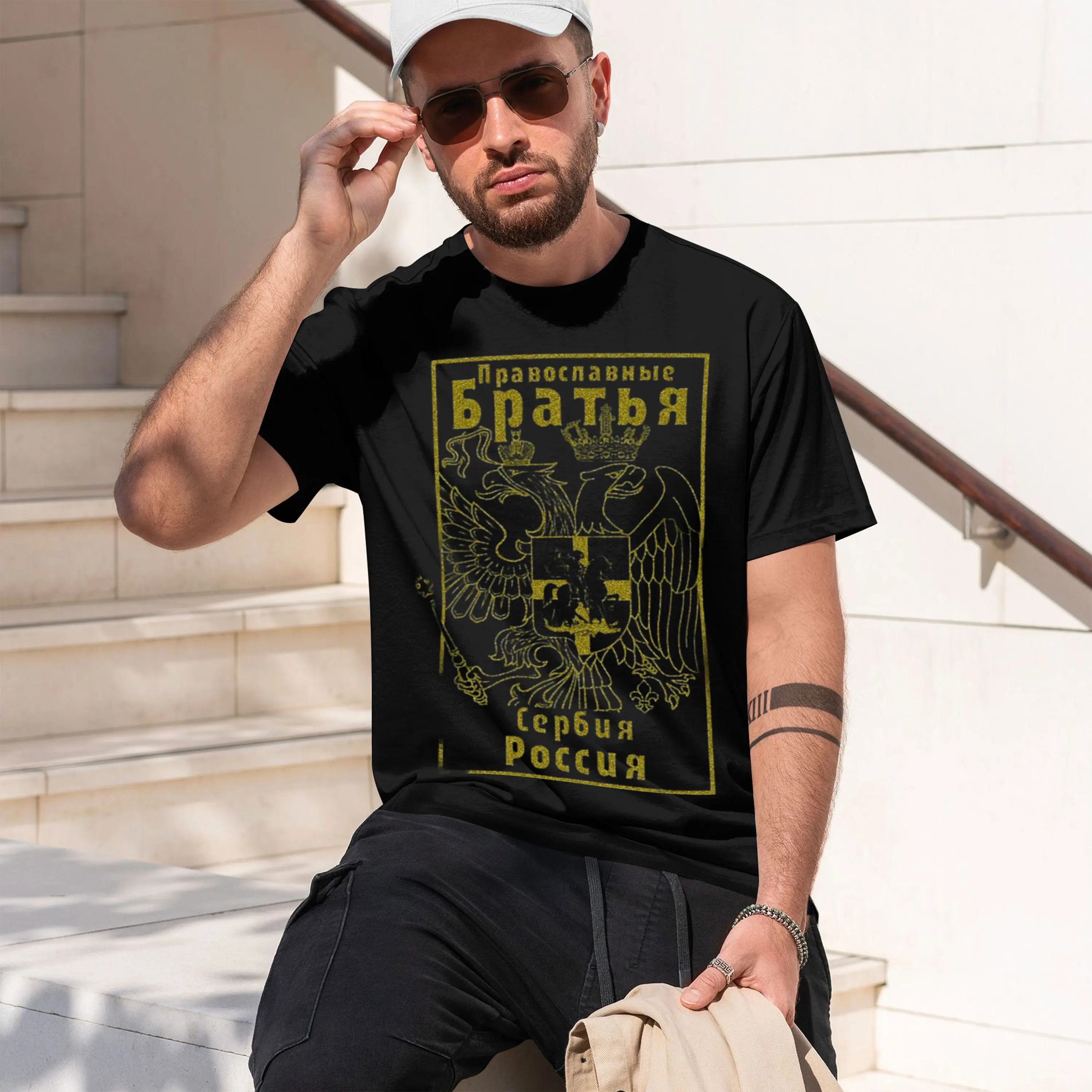 Fashion Serbia Russia Badge Printed T-Shirt. Summer Short Sve O-Neck Mens T Shirt New S-3XL 2026 New Model Short-sleeve crewneck
