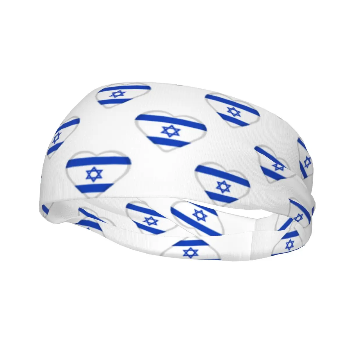 Sports Headband Hearts With Israel Flag Fitness Sweatband Absorbent Cycling Jog Hair Bandage