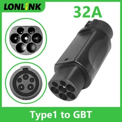 LONLINK 타입 1 to GBT 어댑터, 중국 버전 전기 자동차용 충전기 어댑터, GB/T 충전 소켓 포함, 32A 타입 1 J1772