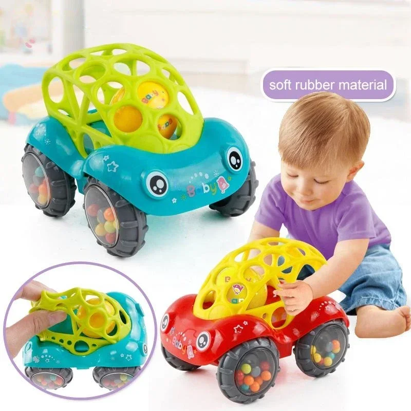 

Children Gift Insided Rolling Ball Soft Shell Bucket Truck Toys Toddler Educational Shaking Bell Kids Toy Car Shape Baby Rattles